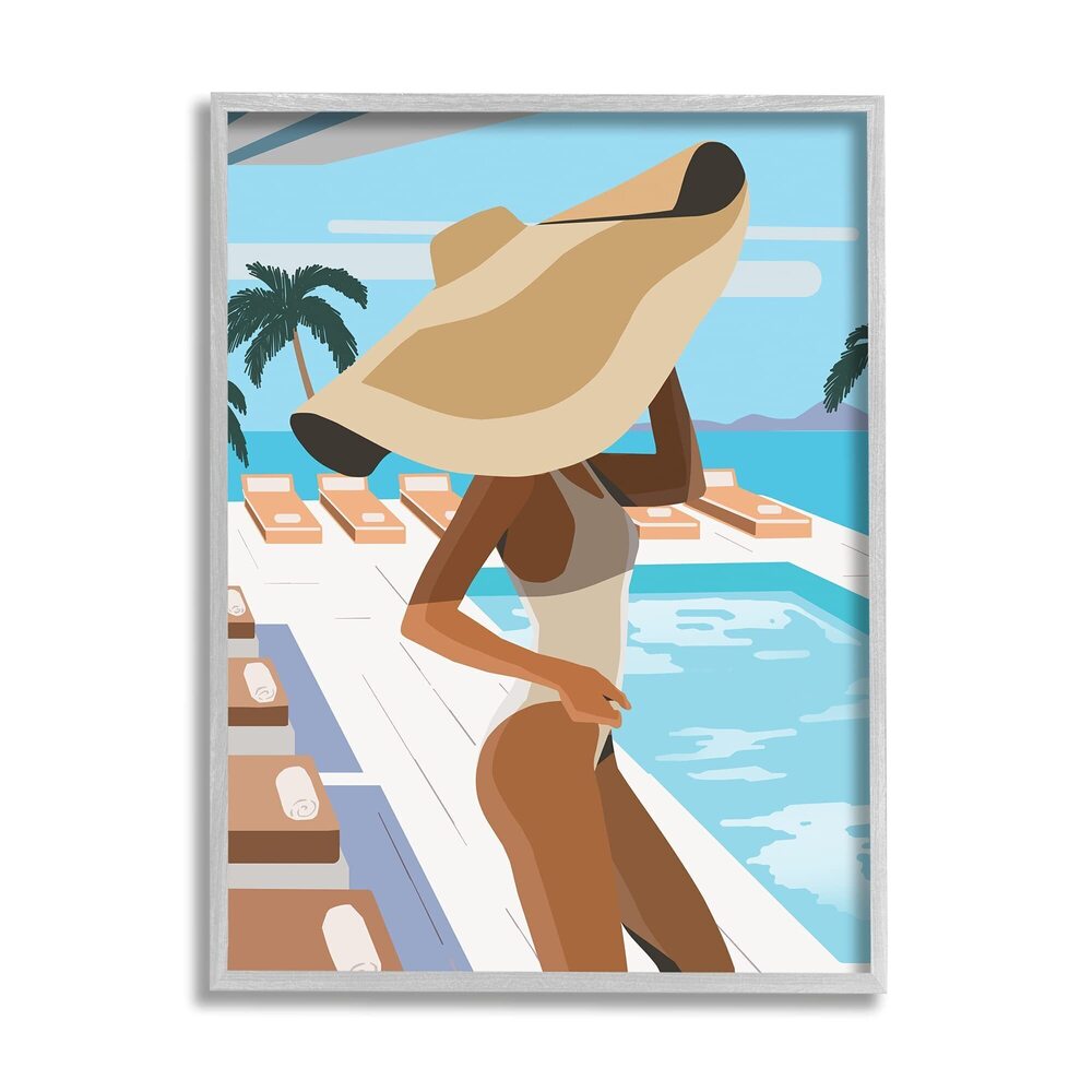 3067 Poolside Fashion Glam Pose Large Sun Hat Palms